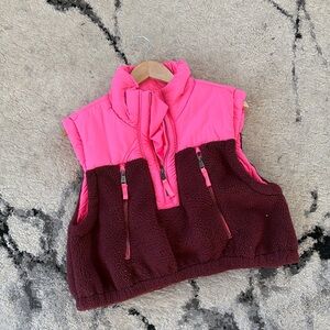 Pink and Brown fleece cropped vest